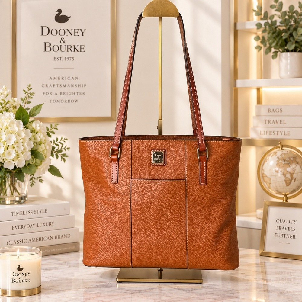 Dooney & Bourke Pebble Grain Small Lexington Shopper Tote Bag Cognac Brown